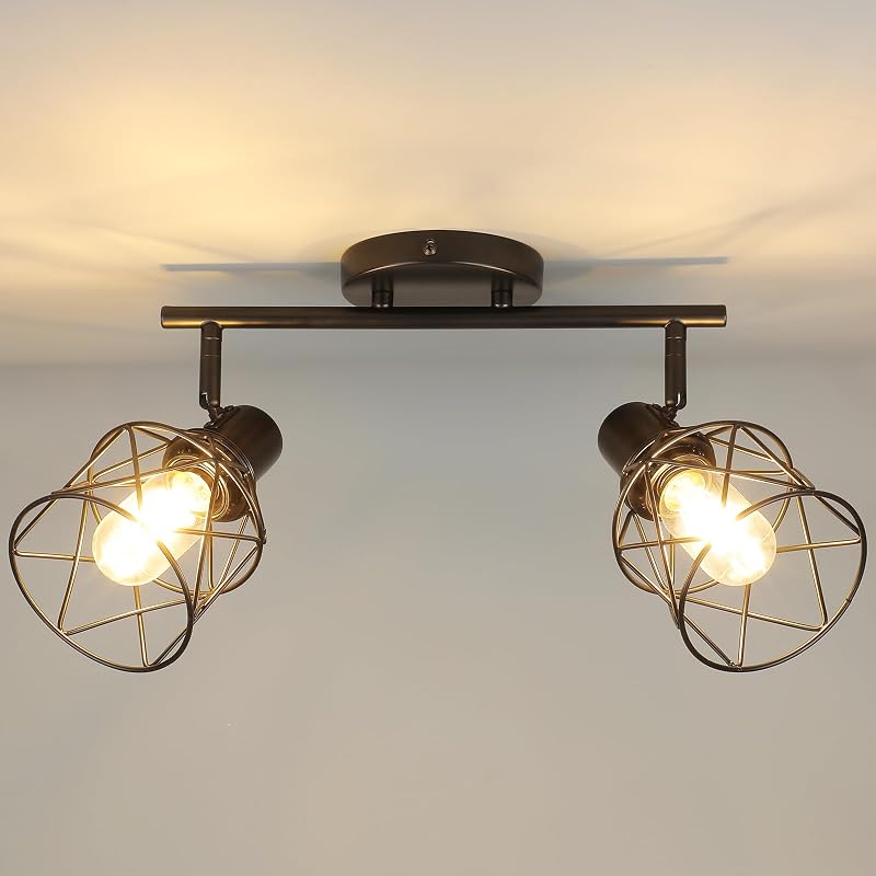 Luminaria riel cocina 2 luces E26 negra para techo
