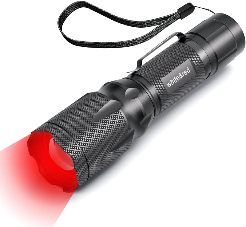 Linterna LED Roja Luz Blanca Brillante Alta/Baja Potencia Zoom