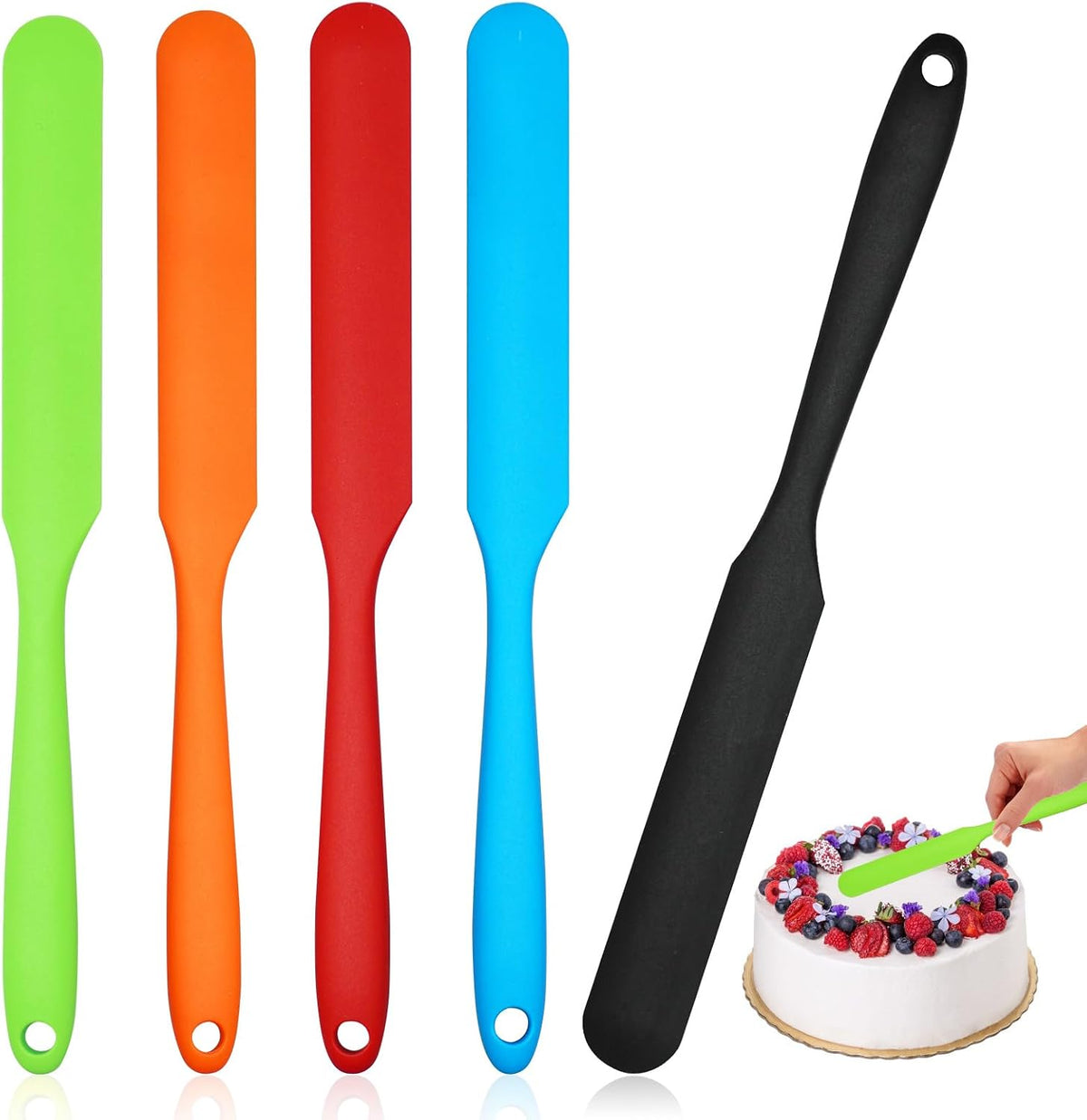 5 Espátulas Silicona Resistentes Calor Antiadherente 9.6pulg