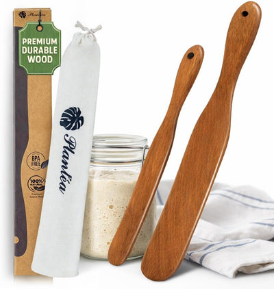 2 Pzas Spurtle Madera Acacia para Masa Madre