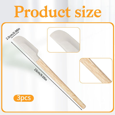 3 Espátulas Mango Madera Silicona 9pulg Utensilios Cocina