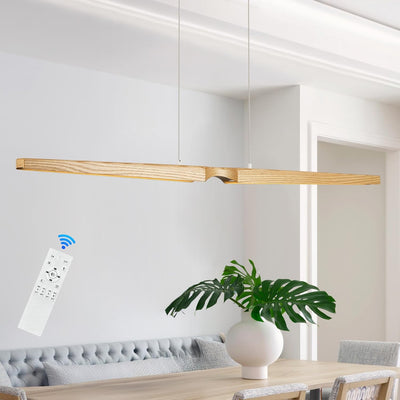 Candelabro LED lineal de madera 52pulg luz colgante moderna
