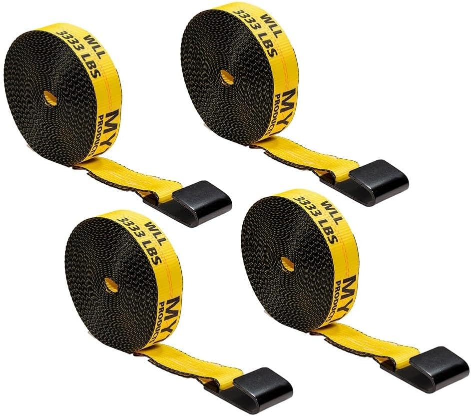4 Correas Amarillas 2" 40' Gancho Plano 3333lb WLL