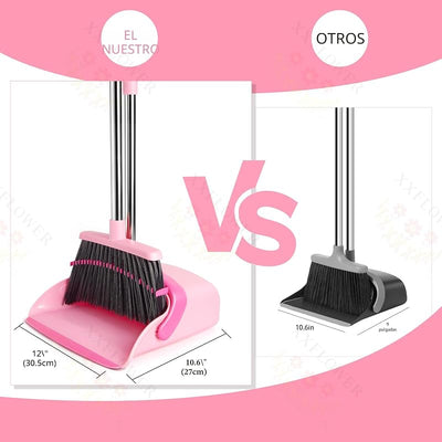 Set escoba recogedor mango largo cocina oficina pelo mascotas