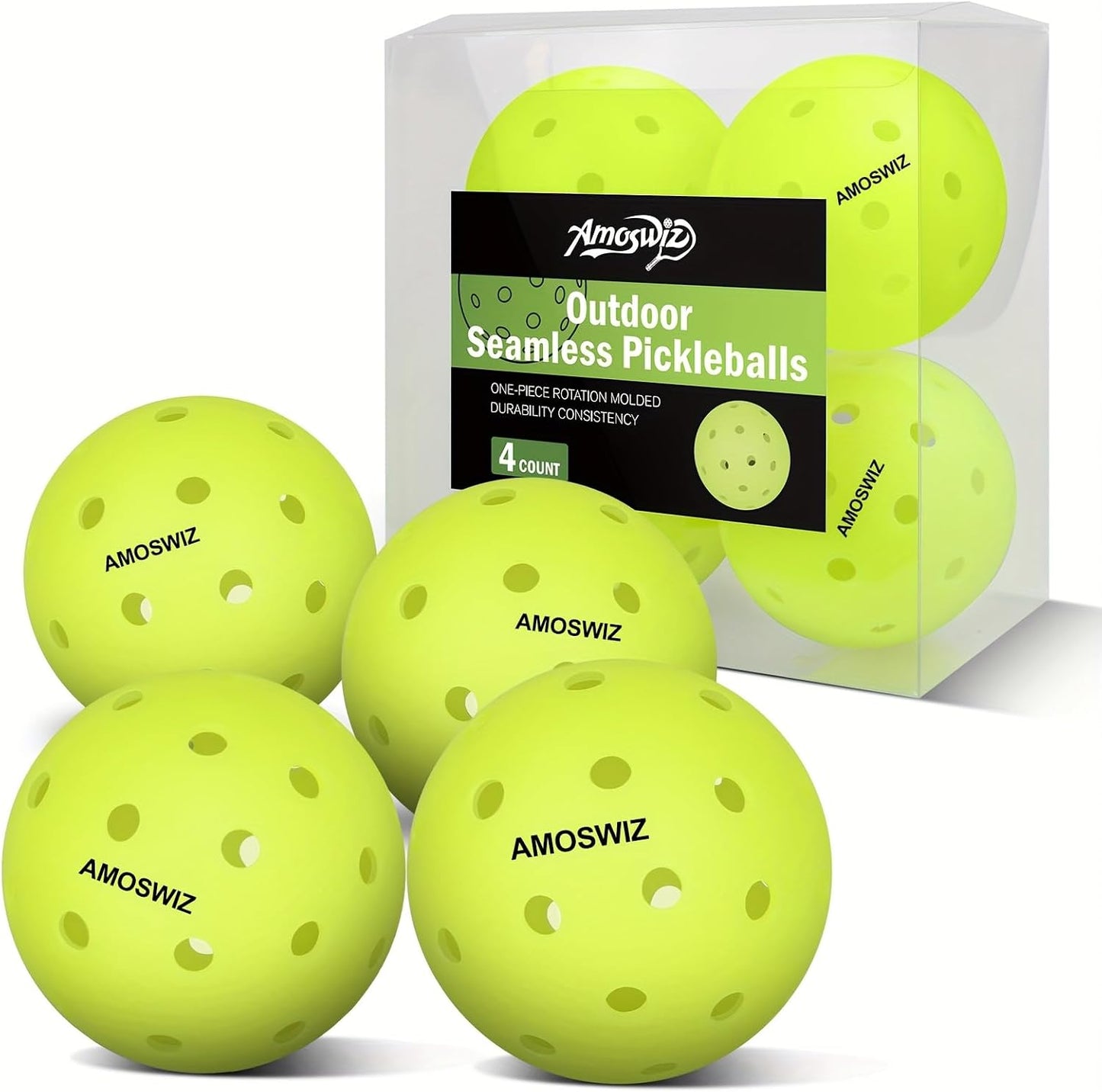 Pelotas pickleball exterior set 4 sin costuras color verde