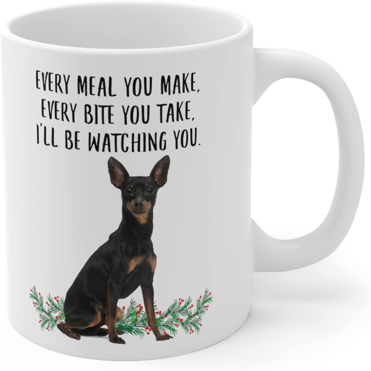 Taza café Pinscher mini color negro y bronce regalo mujer