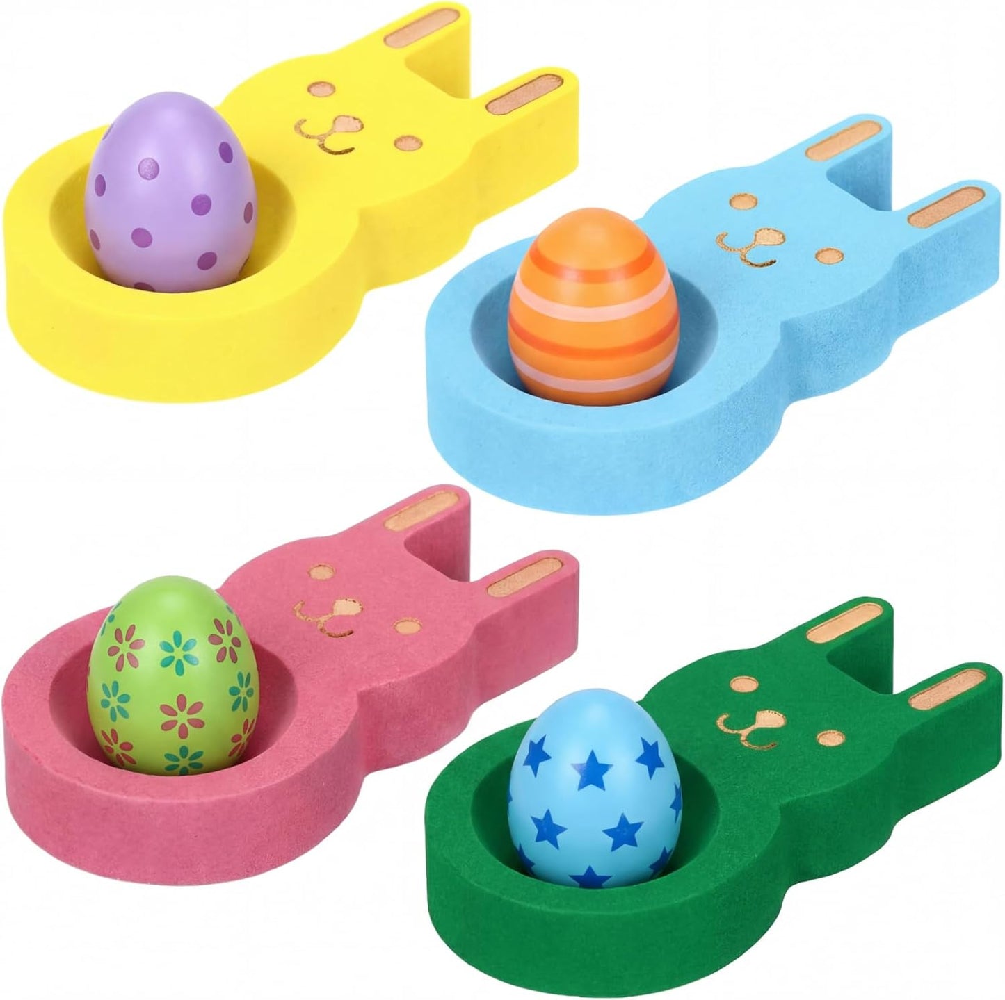 4 Pzas Huevos Pascua Diseño Conejo 2x3pulg Soporte Exhibición