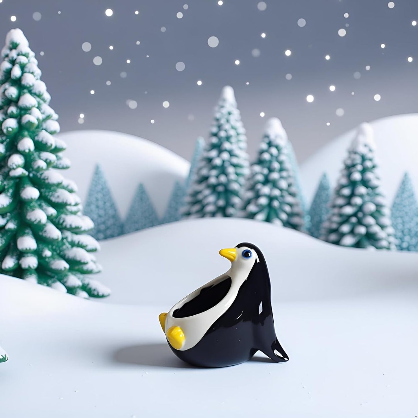 Macetas pingüino cerámica para suculentas con drenaje