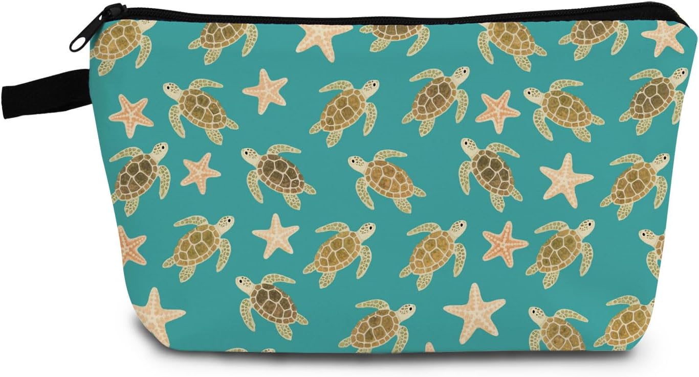 Bolsa organizadora cosméticos tortugas verdes con cremallera