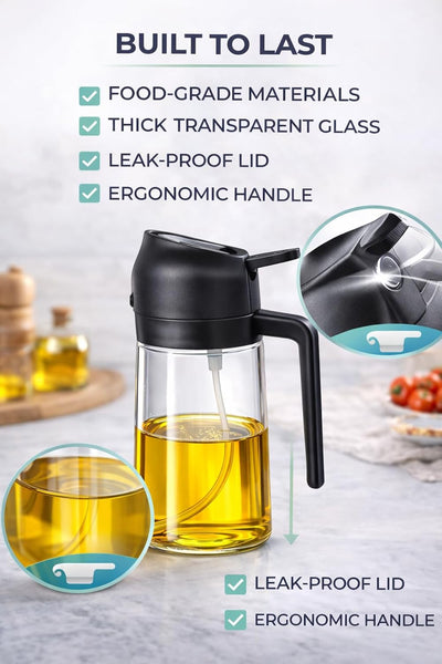 Pulverizador de aceite de oliva vidrio 16 oz rociador transparente