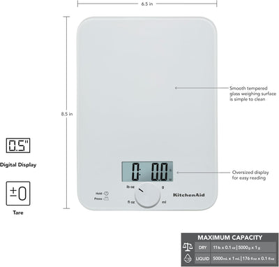 Báscula digital cocina vidrio 5kg para oz y gramos blanco