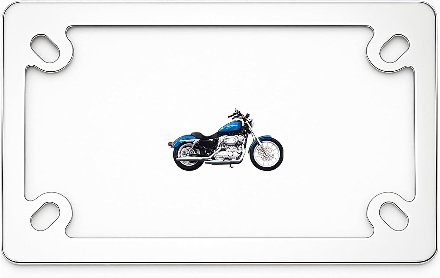 Marco matrícula motocicleta acero inox comp Harley Yamaha plata