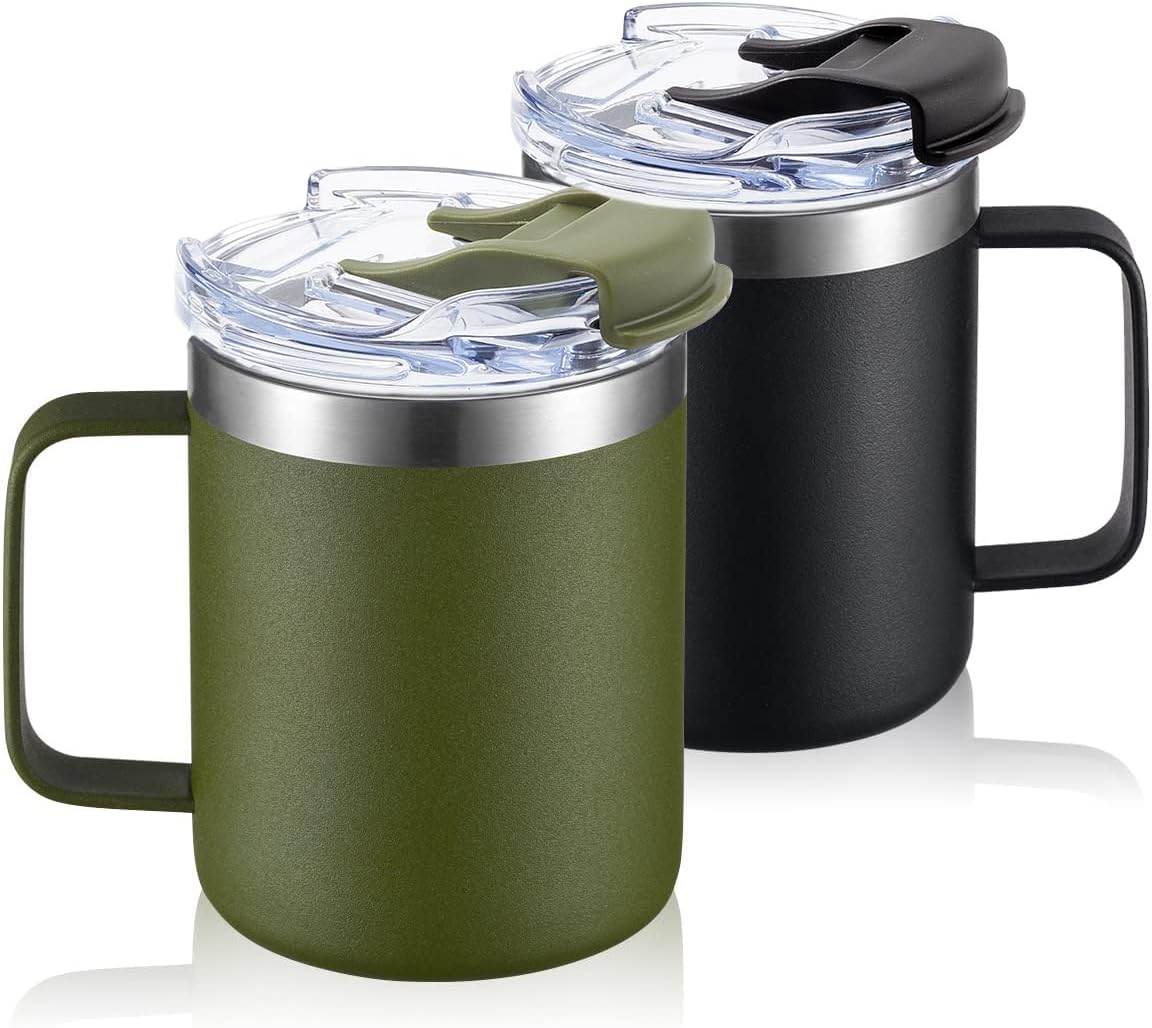 Vaso térmico acero inox 12oz doble pared tapa abatible
