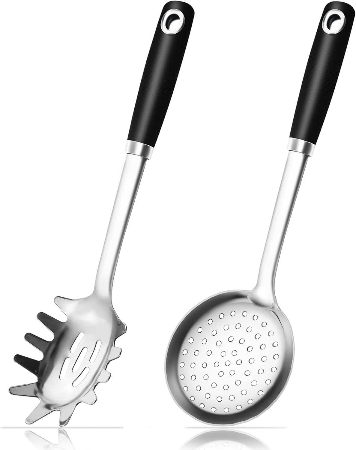 Cuchara espagueti acero inox 18/0 y ranurada pack 2