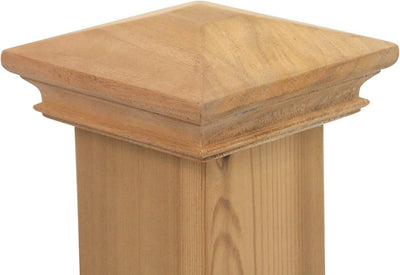 Tapa poste piramidal madera 6x6pulg borde 3/8pulg