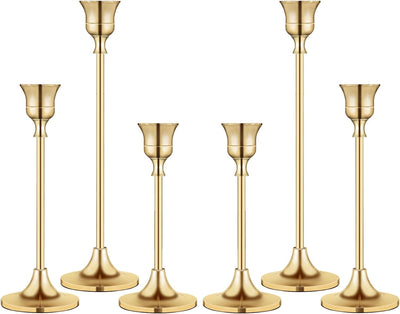 Portavelas cónicos de latón dorado vintage para chimenea fiesta