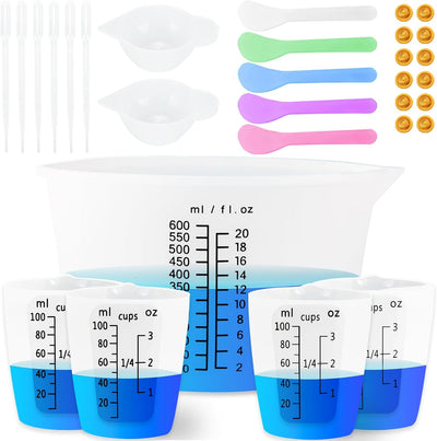 Kit tazas medidoras silicona 600ml 250ml 100ml reutilizables