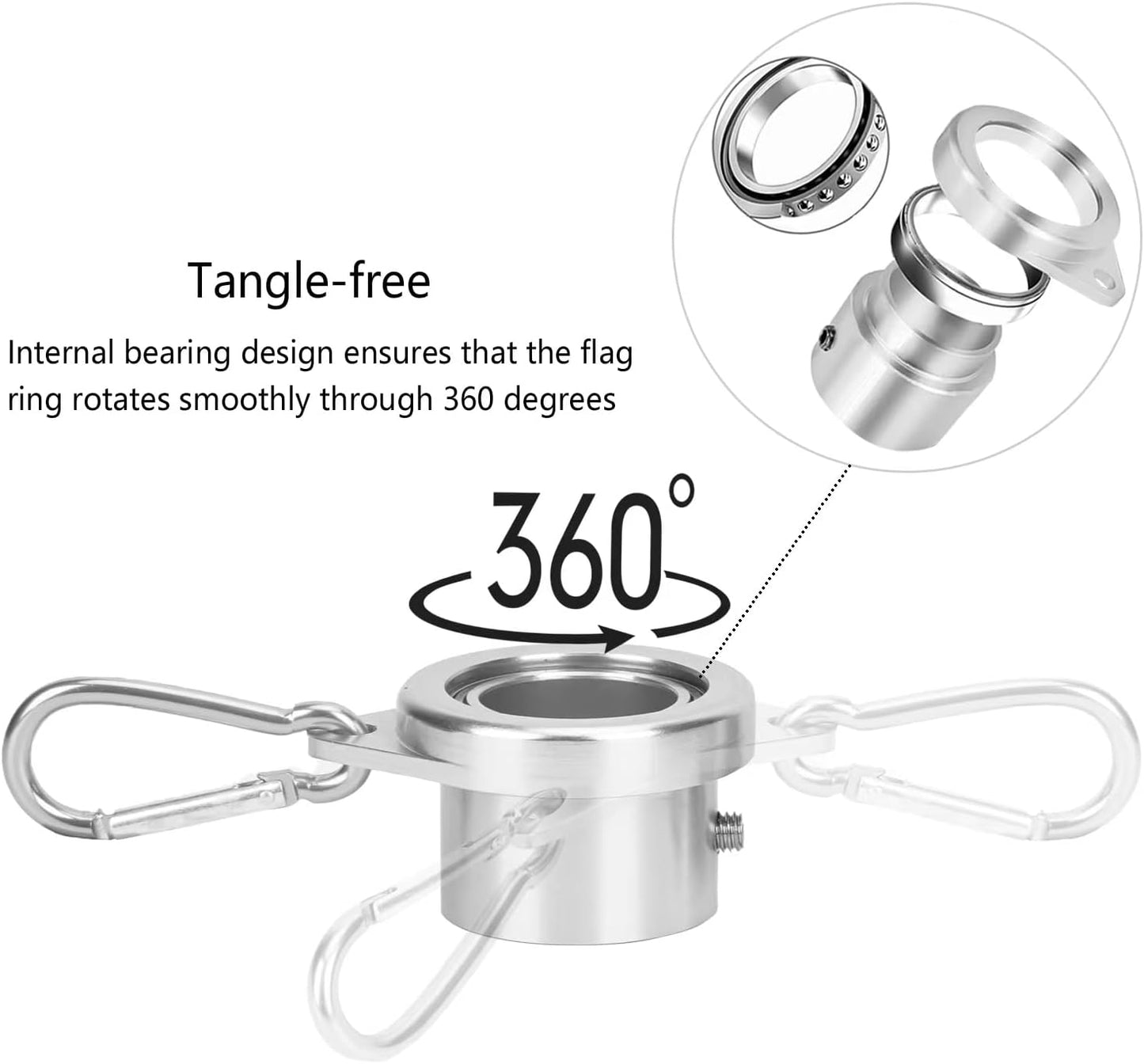 Anillos poste bandera aluminio giratorios 360° 0.75-1.02pulg