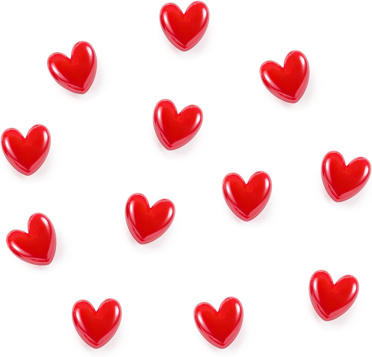 12 Imanes Corazón Rojo Decorativos para Nevera y Pizarra