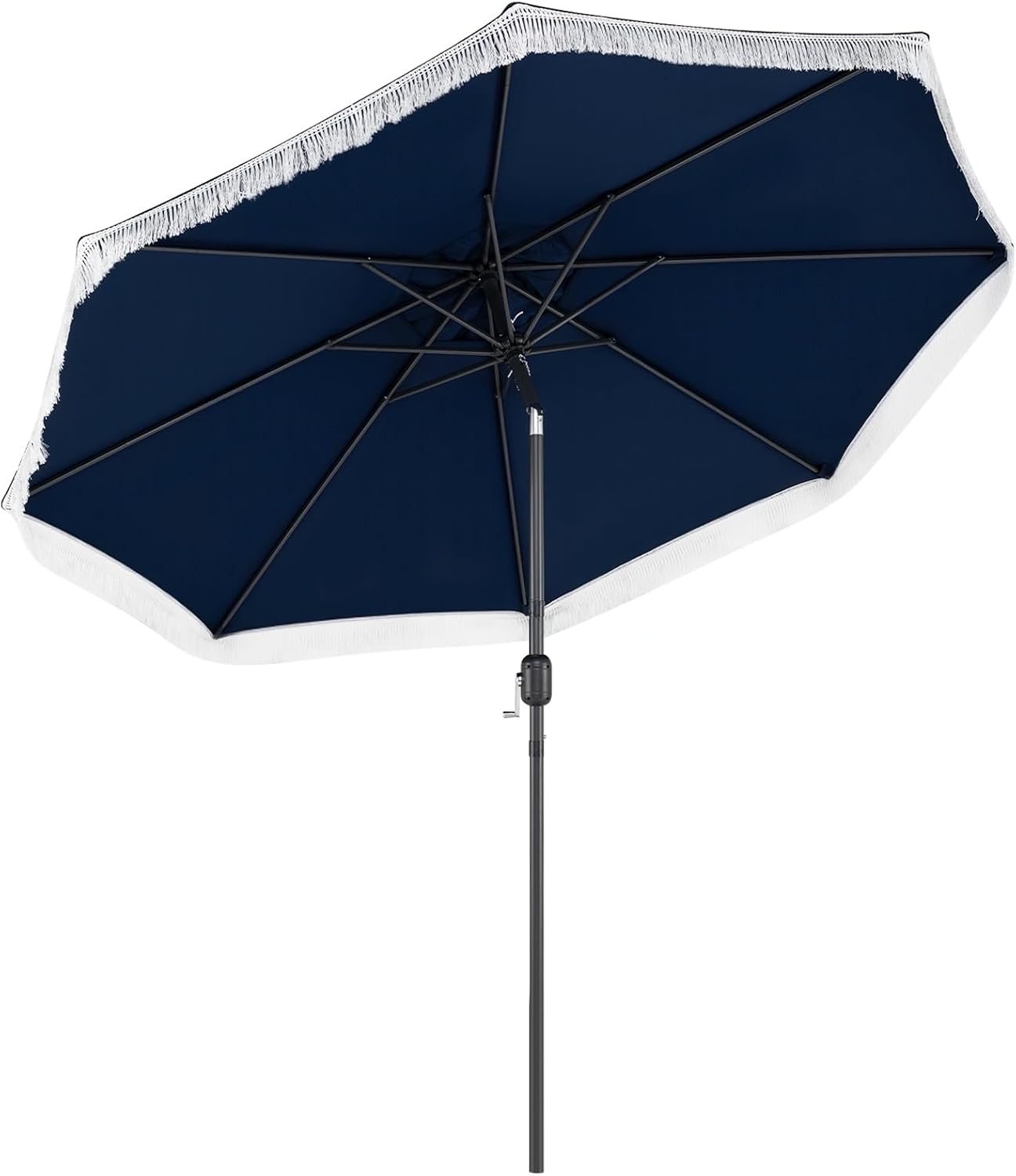 Sombrilla patio 9ft 2 niveles flecos mango manivela