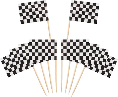 100 Banderas Coches Carreras Palillos Dientes Decoración Cupcakes
