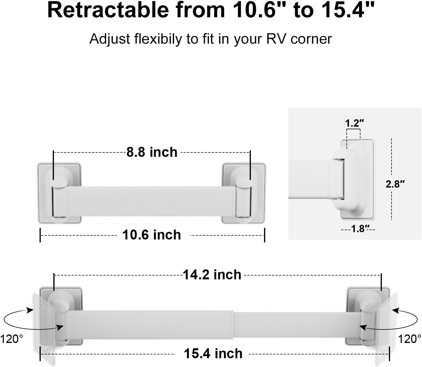 Barras de aluminio para estante de ducha RV camper