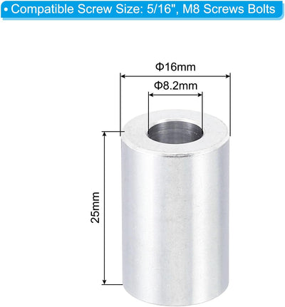 Espaciadores aluminio M8 10 Pzas 0.32x0.63x0.98pulg