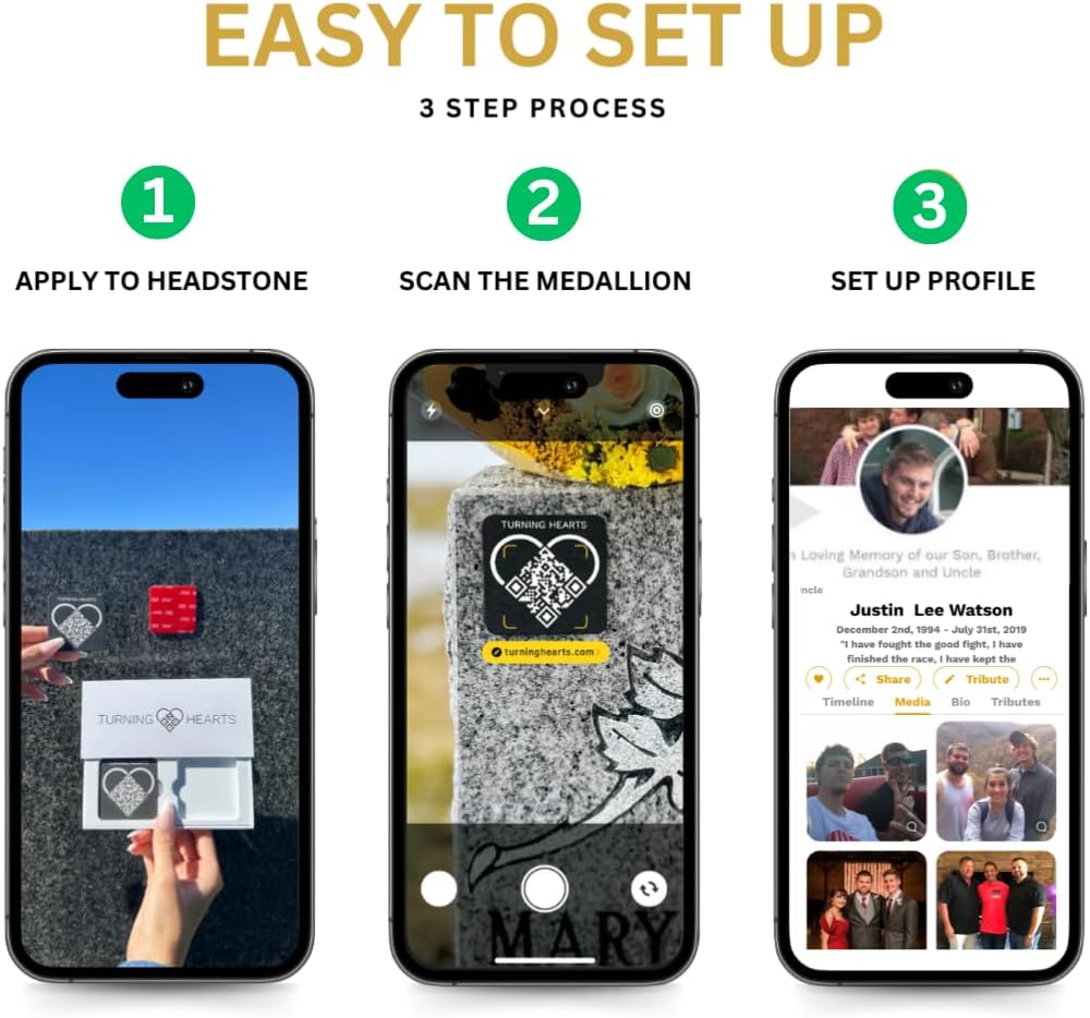 Medallón QR para lápida con enlace a tributo personalizado