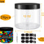 Tarros plástico 12oz con tapas negras set 24