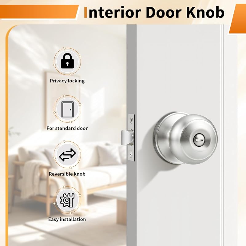 Pomos puerta níquel cepillado con cerradura set 8