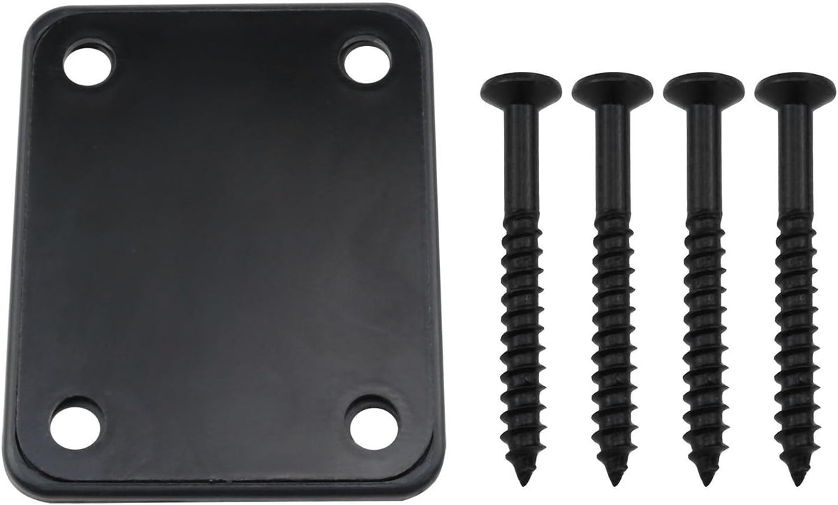 Placa cuello guitarra metal comp. Strat Tele estilo bajo negro