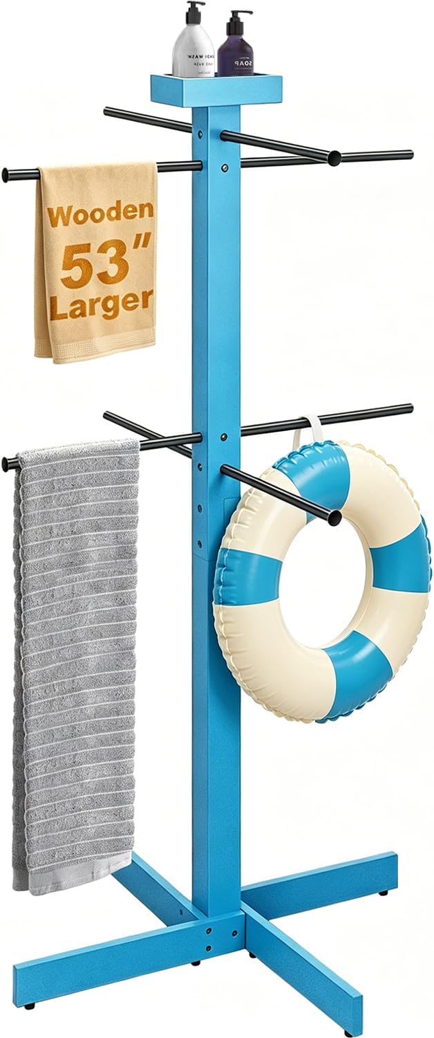 Toallero piscina exterior madera 53" 4 barras ajustables