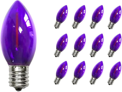 12 Bombillas LED C7 E12 Moradas para Luces Navideñas