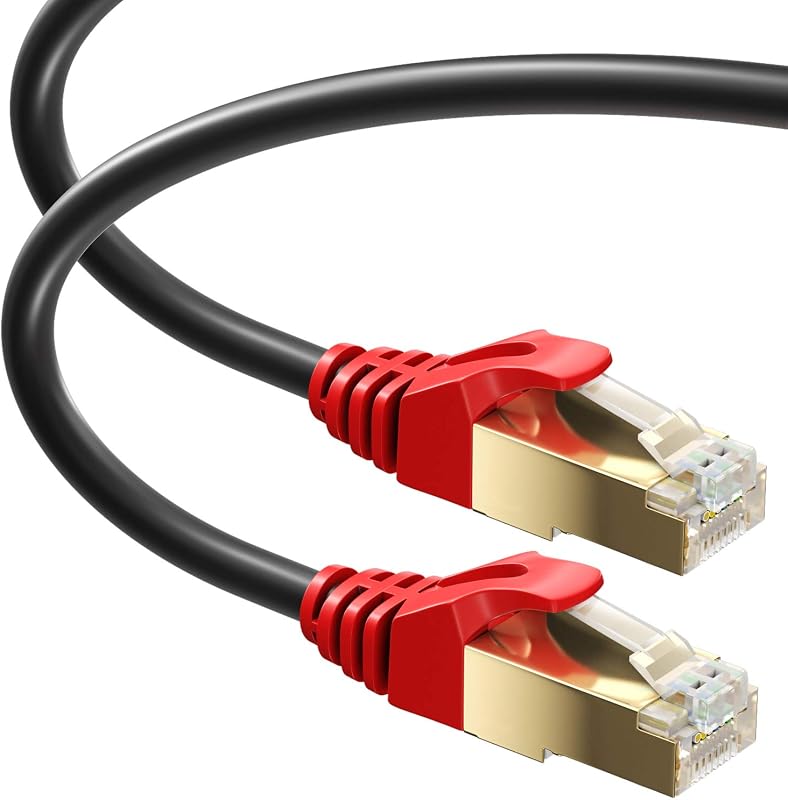 Cable Ethernet CAT7 impermeable 32.5pies SFTP 600MHz negro bridas