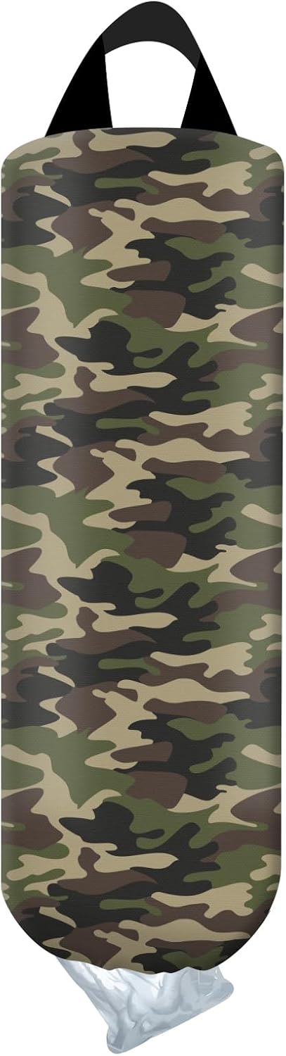 Soporte bolsas plástico colgante cocina camuflaje verde