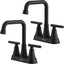 Grifo baño negro mate 4pulg 3 agujeros boquilla giratoria