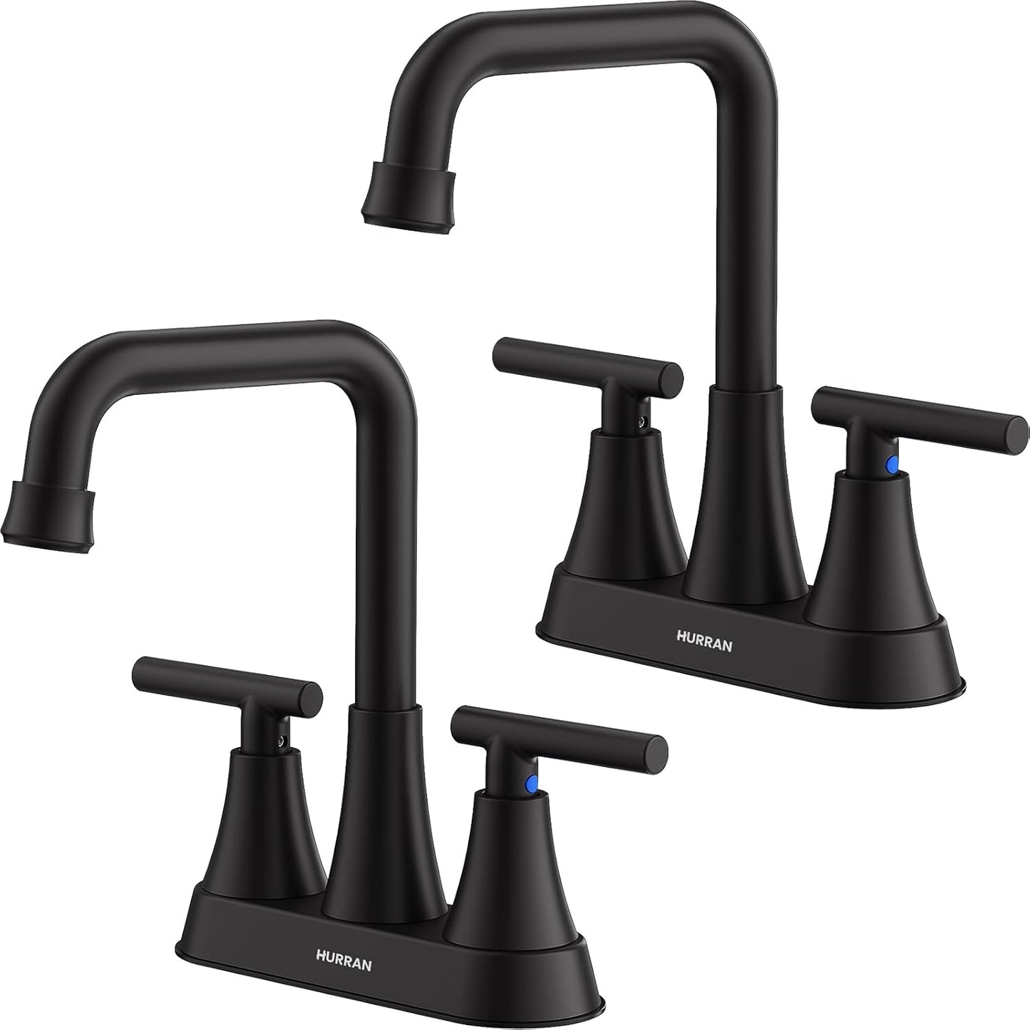 Grifo baño negro mate 4pulg 3 agujeros boquilla giratoria