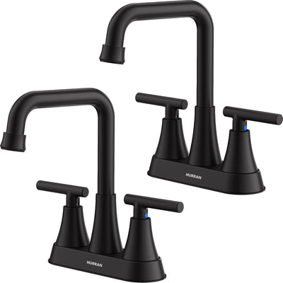 Grifo baño negro mate 4pulg 3 agujeros boquilla giratoria