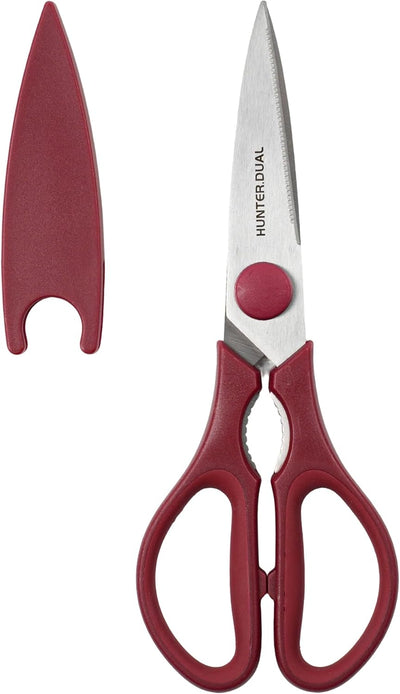 Tijeras de cocina multiusos Hunter Dual para cortar pollo carne pescado verduras 8.35 pulgadas rojo