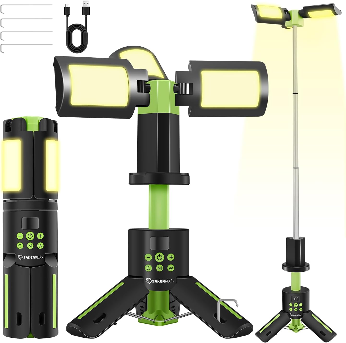 Linterna LED recargable 5000lm 9 modos plegable camping