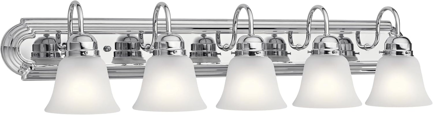 Lámpara baño 36pulg vidrio grabado 5 luces bronce