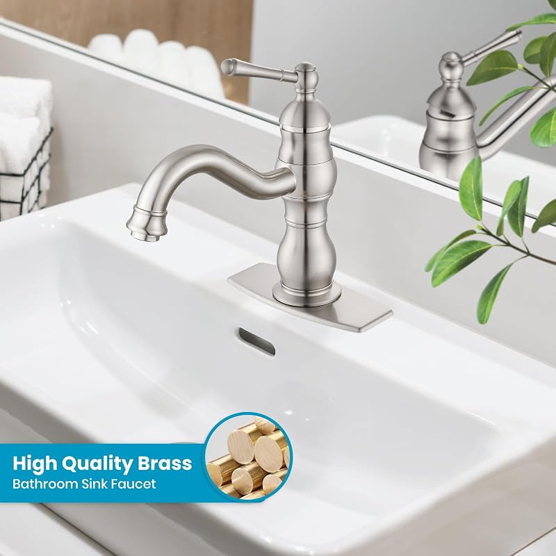 Grifo baño vintage níquel cepillado 7.1" 360°
