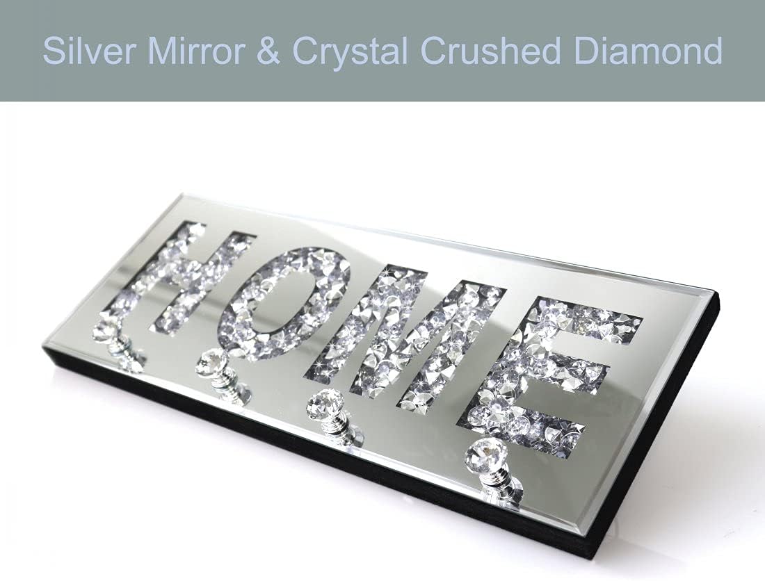 Placa espejo diamante plateado con ganchos