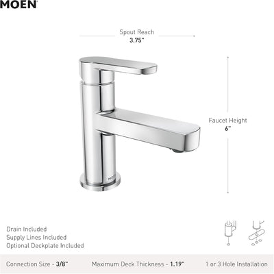 Grifo cromado un solo agujero para lavabo baño 84014