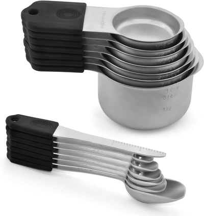 Set 7 Tazas Medidoras Acero Inox 18/8 Apilables Mango Silicona