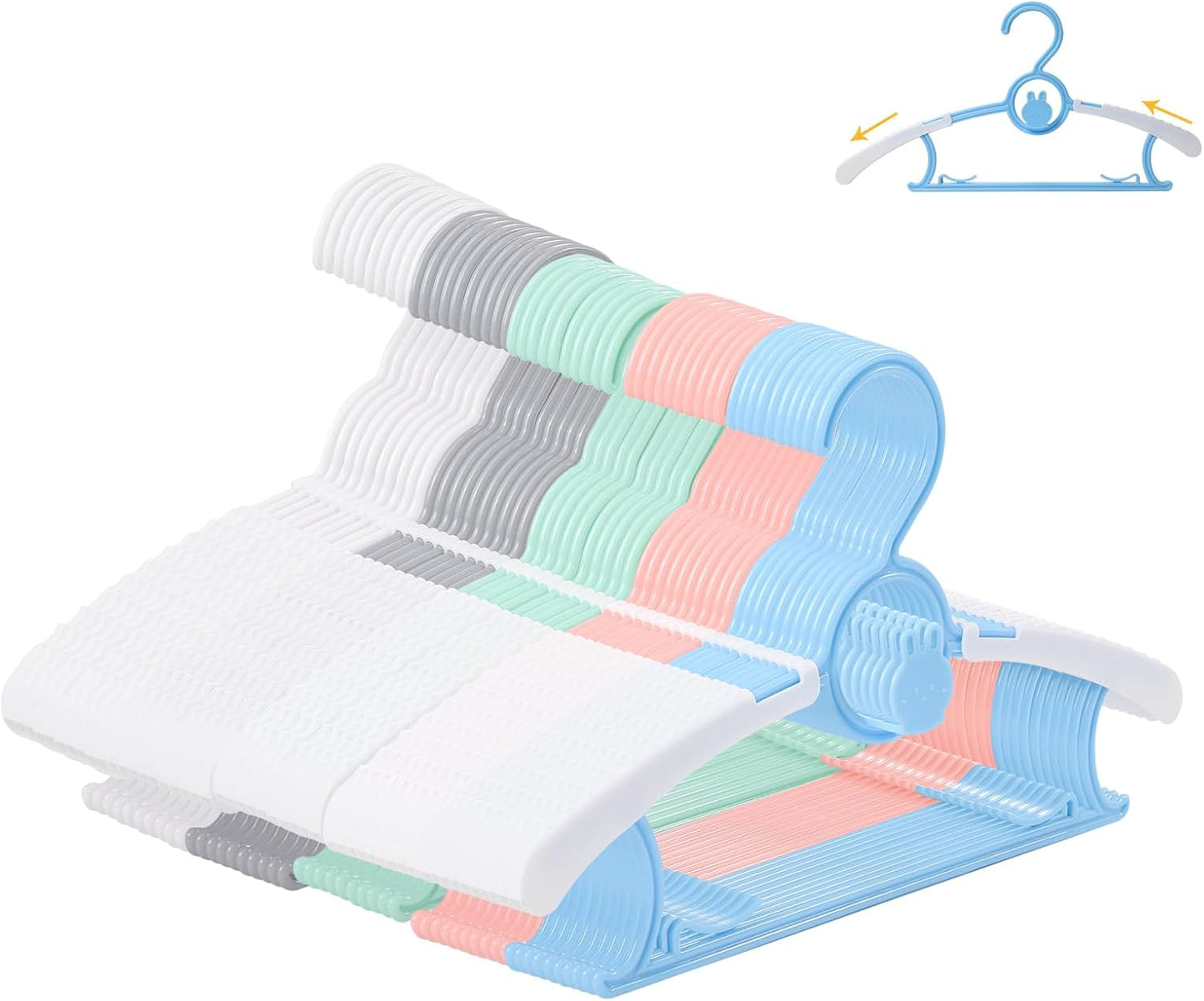 50 Perchas Antideslizantes Plástico para Niños Multicolor