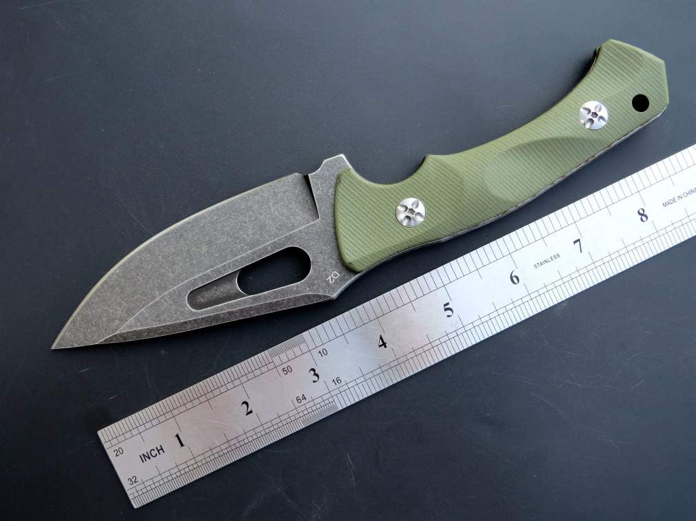 Cuchillo campo acero D2 mango G10 funda Kydex verde
