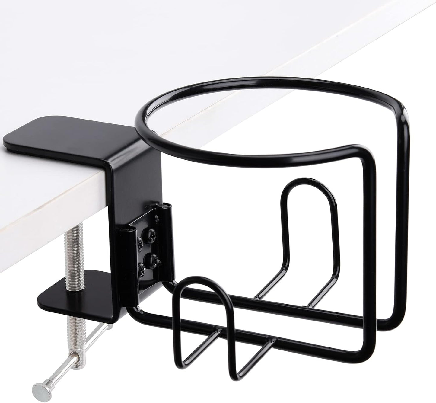 Soporte vasos escritorio con clip para mesa silla jardín negro