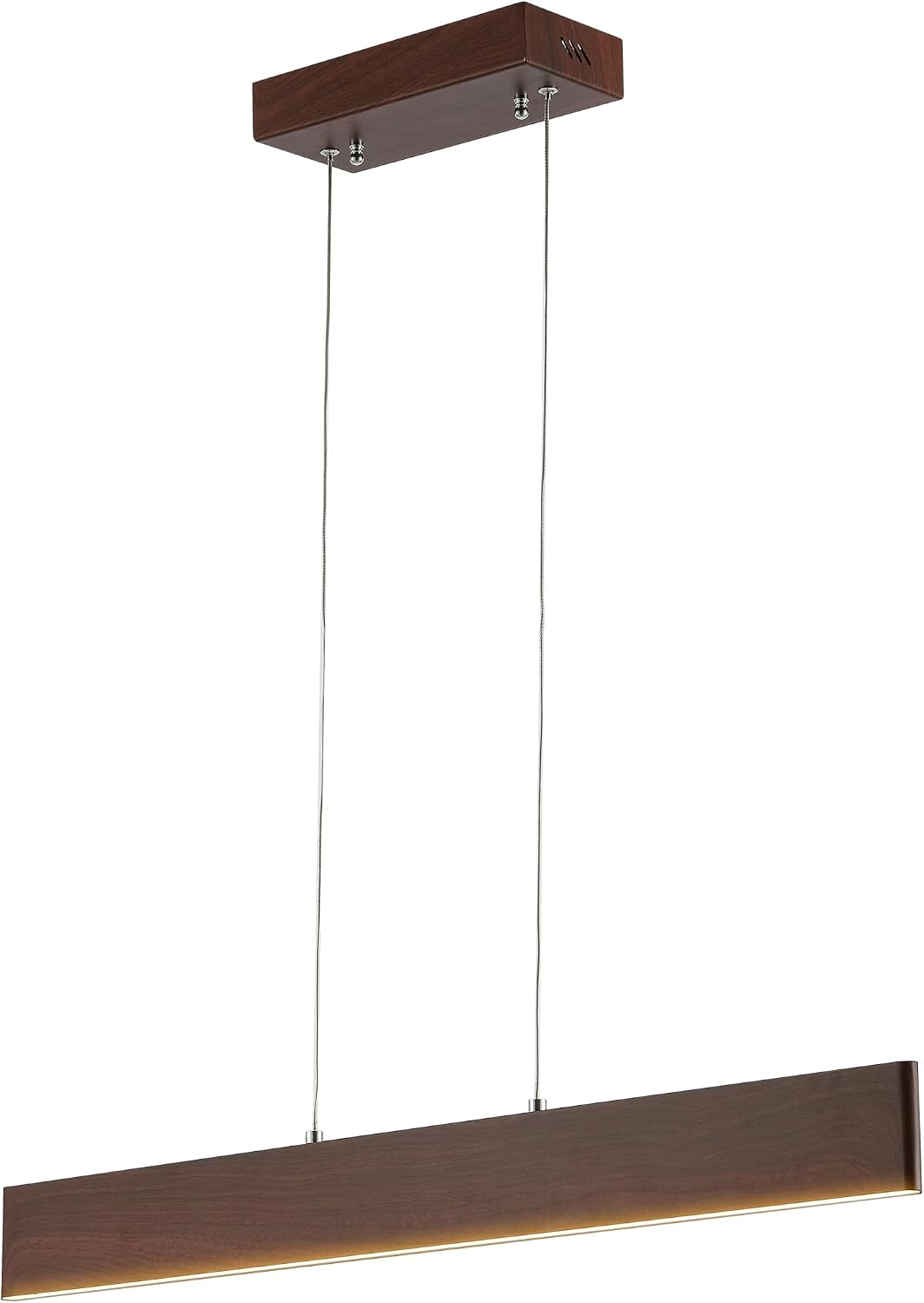 Colgante lineal madera marrón 32pulg LED regulable isla