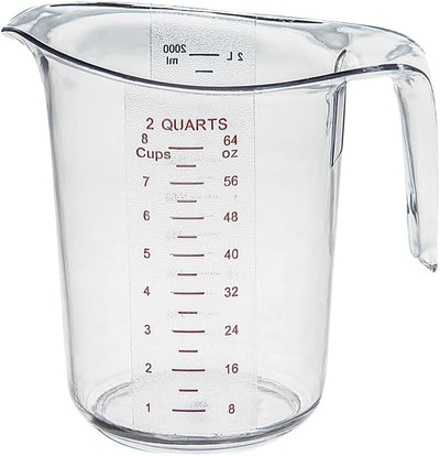 Vaso medidor plástico 2qt pack 2 unidades métricas e imperiales